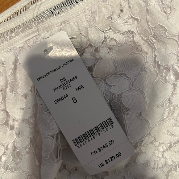 Bebe NWT Elegant White Lace Off-Shoulder Dress - Picture 2 of 5